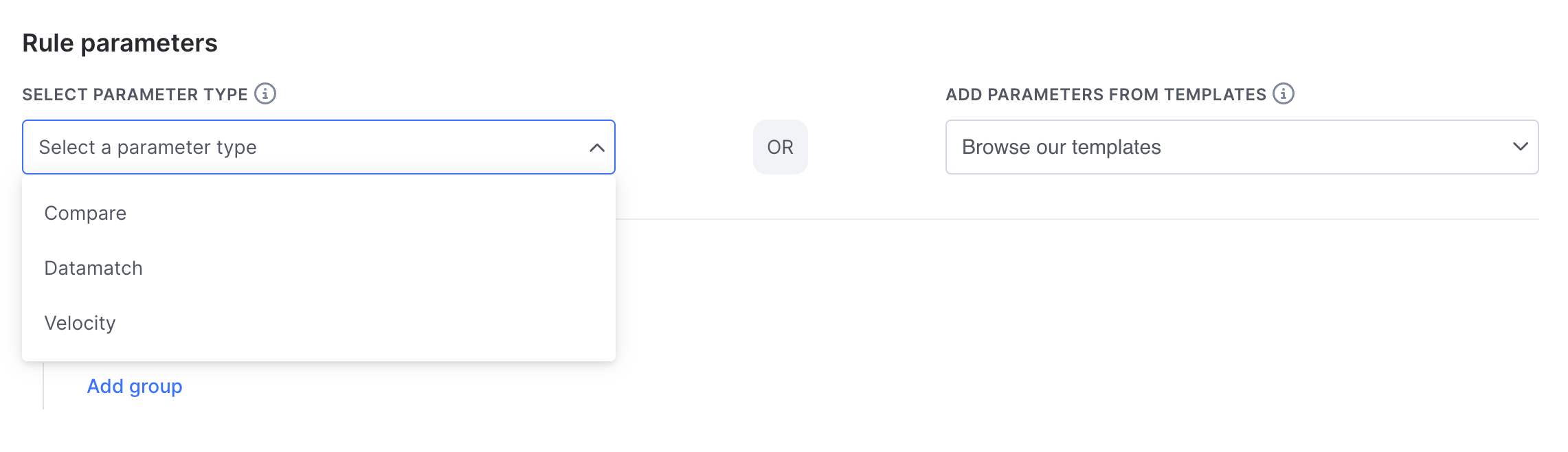 Custom rule parameters